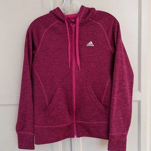Adidas EUC Zip Up Hoodie Long Sleeves Size XS Magenta Pink Hooded Sweatshirt